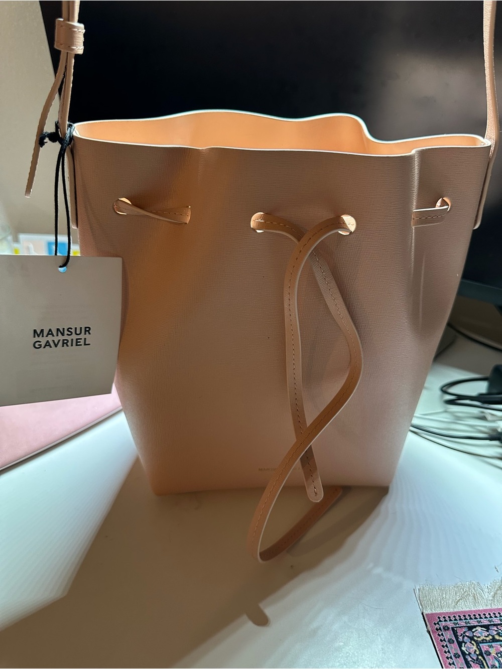 Mansur Gavriel Blush Pink Drawstring Bucket Bag